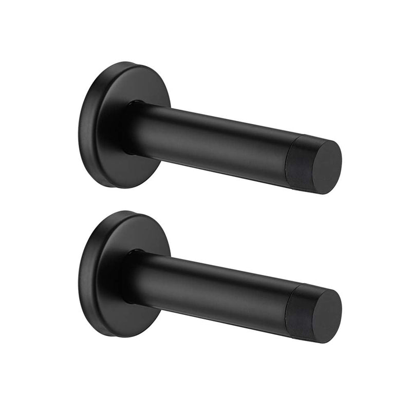 [Australia - AusPower] - JQK Door Stopper Black, 304 Stainless Steel Thicken 1mm Sound Dampening Door Stop Bumper Wall Protetor 2 Pack, Matte Black, DSB5-PB-P2 
