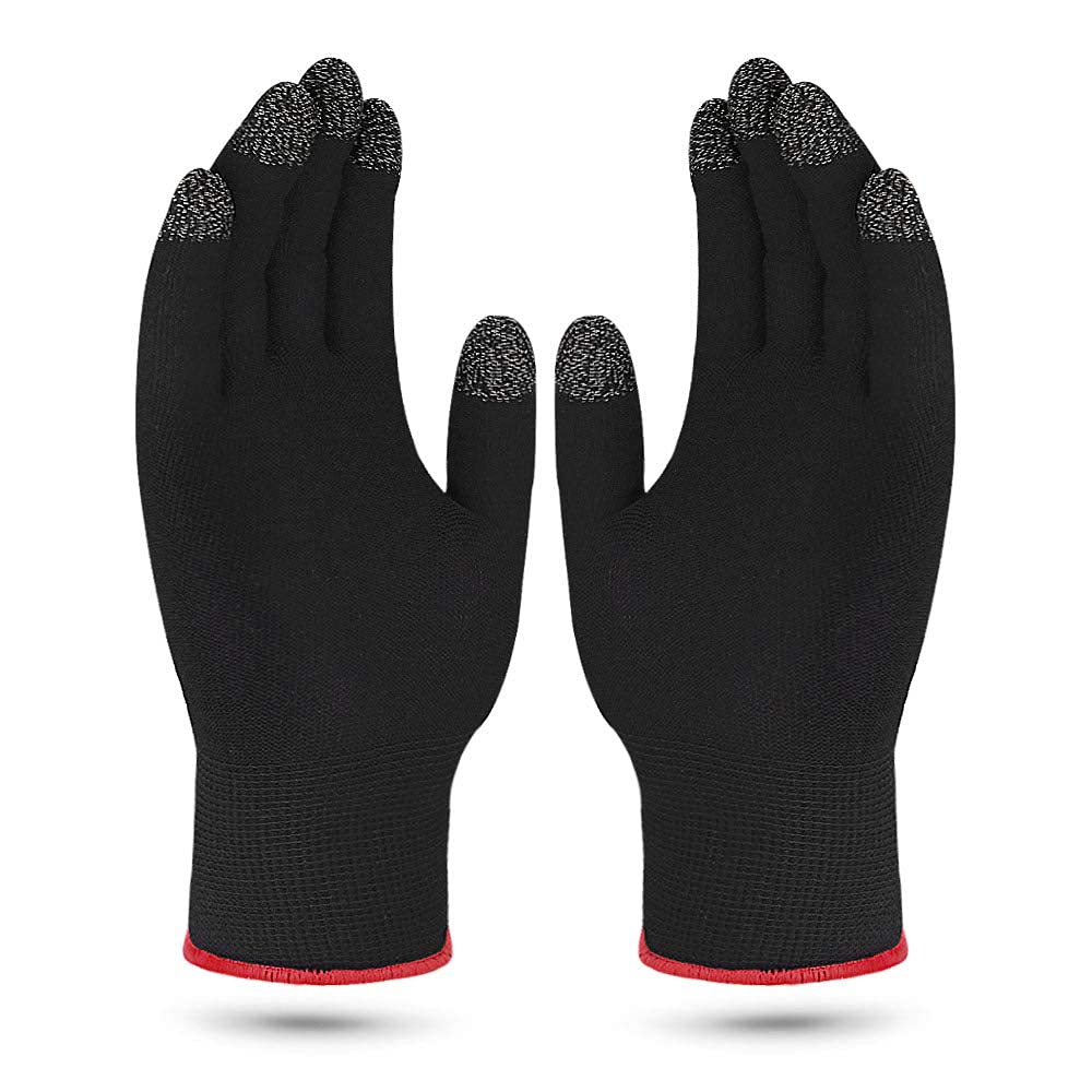 [Australia - AusPower] - Gaming Gloves, Anti-Sweat Breathable Touch Finger Game Glove for Highly Sensitive Nano-Silver Fiber Material, Support Almost All Mobile Gaming (Black) 