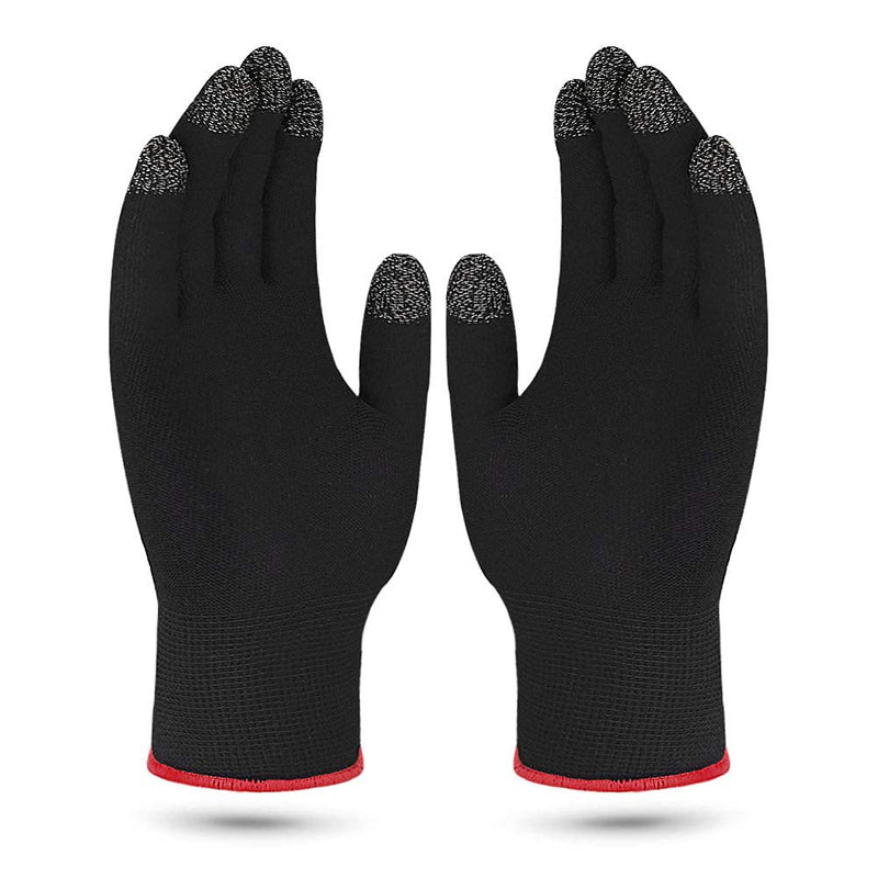 [Australia - AusPower] - Gaming Gloves, Anti-Sweat Breathable Touch Finger Game Glove for Highly Sensitive Nano-Silver Fiber Material, Support Almost All Mobile Gaming (Black) 