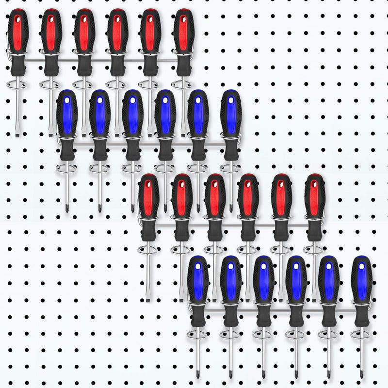 [Australia - AusPower] - Pegboard Screwdriver Holders Peg Board Organizer Accessories Multi Ring Tool Holders Six Tool Multi Tool Organizer Racks for Pegboard, Pliers(Silver, 4 Pieces) Silver 
