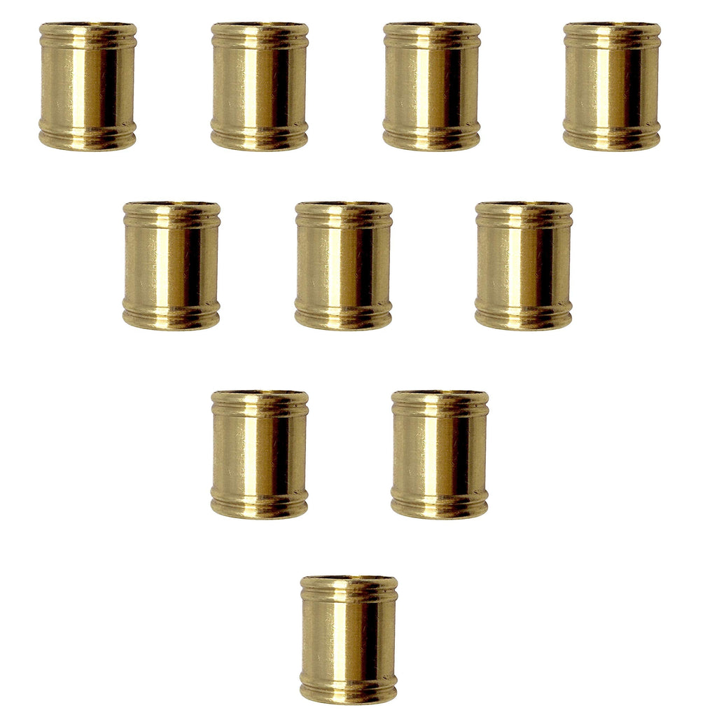 10 PCS Lamp Pipe Brass Coupling 0.6 Inch Long 1/8 IP for Lamp Rod and Light Fixture Assemlby or Repair Lamp Tube Threaded Locknuts