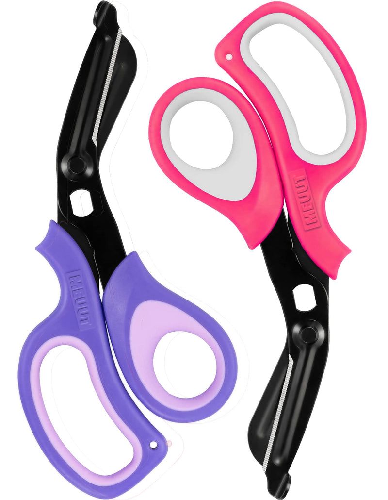 [Australia - AusPower] - MEUUT 2 Pack Medical Scissors Trauma Shears -8 inch Patented Bandage Scissors Heavy Duty Surgical Grade EMT Scissors for EMT Workers Doctors Nurses Pink+purple 