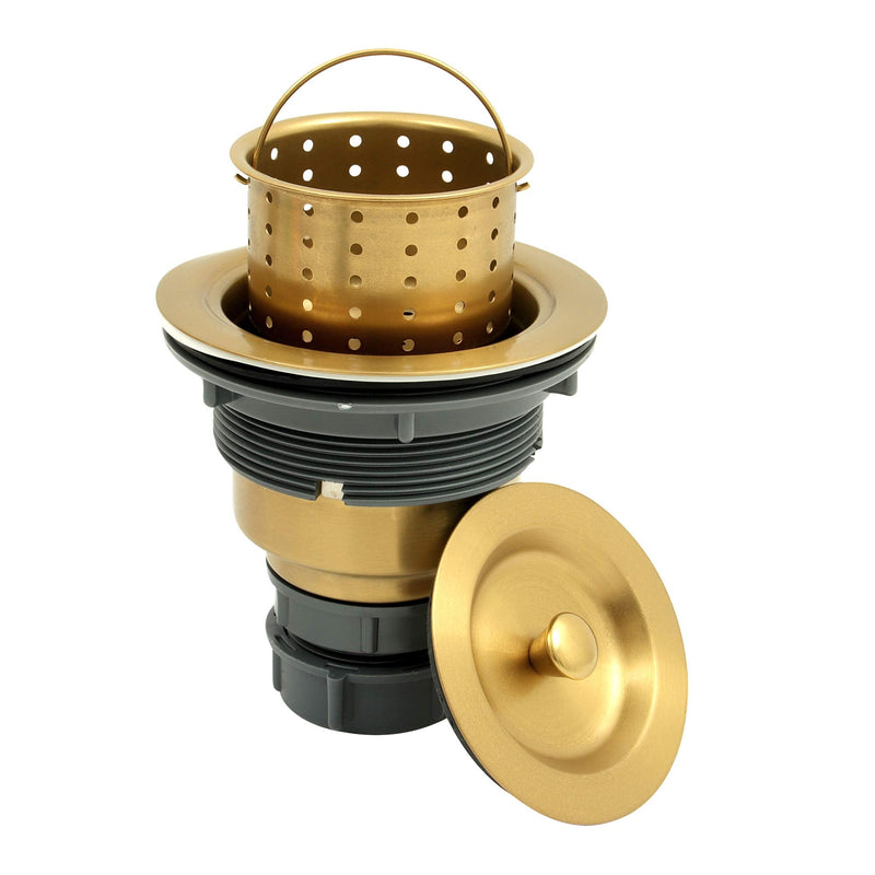 Gold Kitchen Sink Drain Assembly,Gold Sink Strainer with Removable Deep Waste Basket,Fit for Kitchen Sinks with Opening Size 3 1/2" Gold