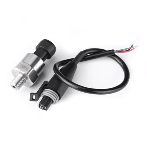 Pressure Sensor 1/8, 1/8 150 psi Pressure Transducer, 1/8 Inch NPT Thread Stainless Steel Pressure Sensor for Oil Fuel Air Water (150 PSI)