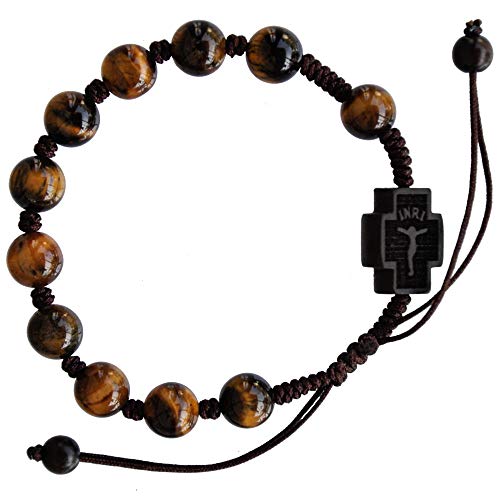 Sine Cera Tiger Eye & Jujube Wood Adjustable 8mm Rosary Bracelet
