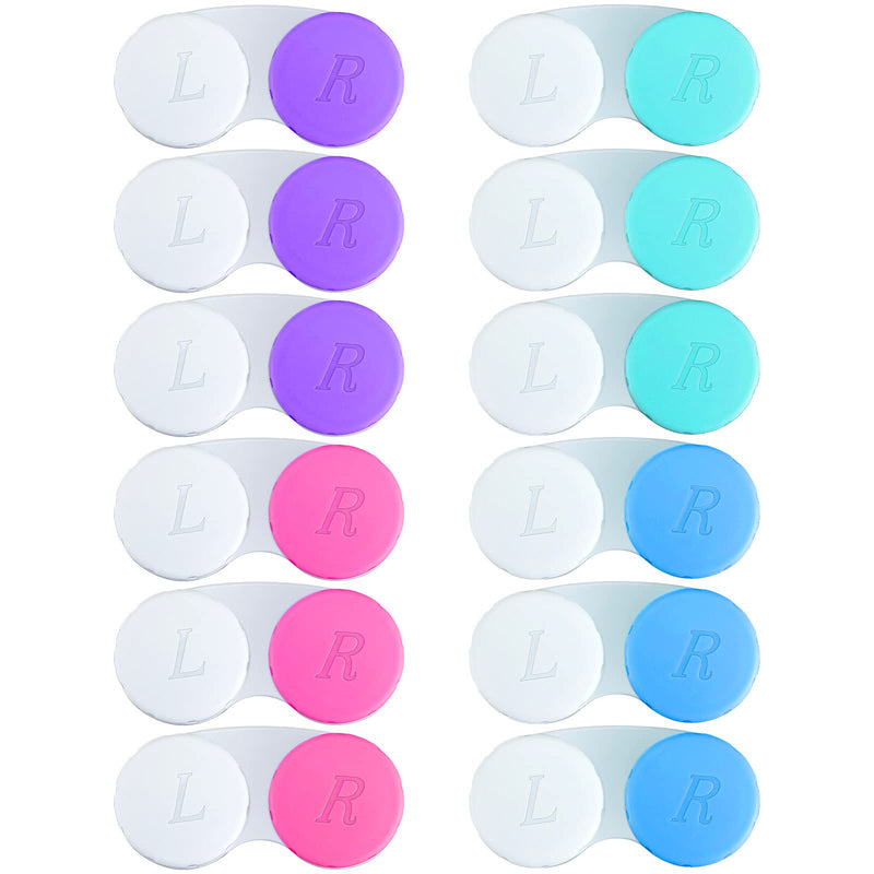 [Australia - AusPower] - 12PCS Contact Lens Case, Colorful Contact Lens Box Left/Right Eyes Holder Container, Outdoor Mini Contact Lens Soak Storage Kit for Travel&Home. 