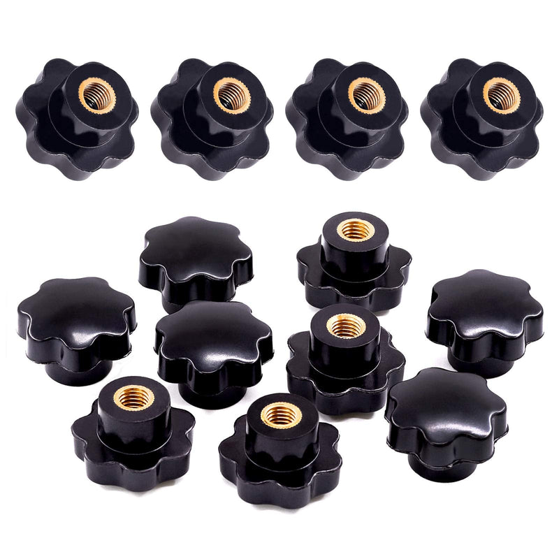 [Australia - AusPower] - Swpeet 15Pcs M10 7 Star Knob Female Thread Nut Clamping Knob Grip Assortment Kit, Star Shape Hand Knobs Black Plastic Screw-On Handle Clamping Knob for Mechanical Equipment (M10) 