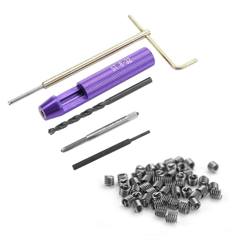 [Australia - AusPower] - Fafeicy 50pcs Thread Repair Insert, Stainless Steel Coiled Wire Helical Screw Thread Inserts Kit Imperial 8-32UNC x 1.5D Used for Parts That Requires Frequent Removing 