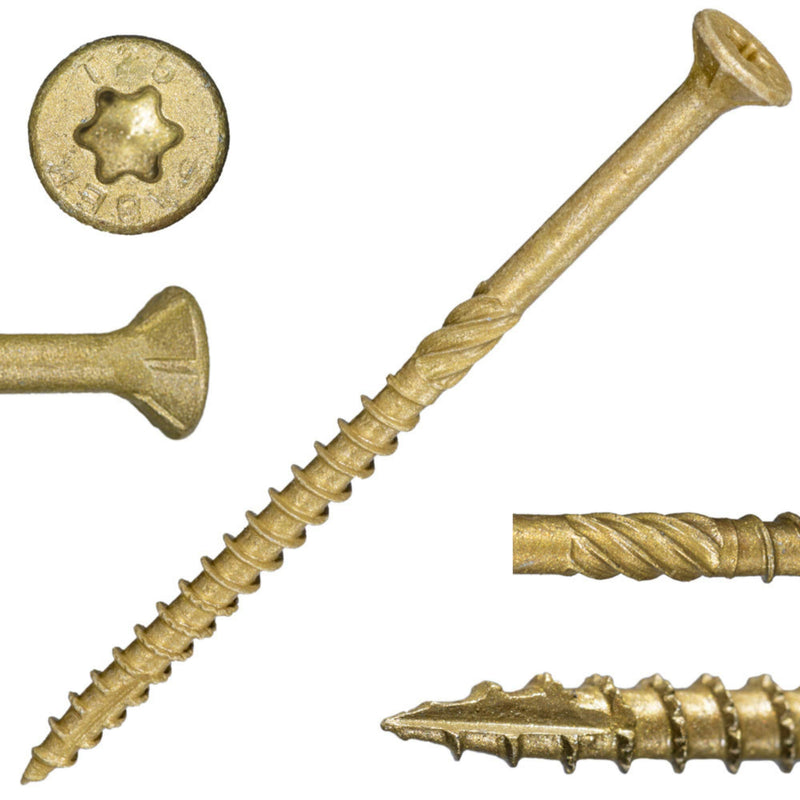 [Australia - AusPower] - #10 x 3-1/2" Saberdrive Tan XL1500 Coated Exterior Star Drive Multi-Purpose Deck Screws 1 LB, Approx. 55 pieces #10 x 3-1/2" 