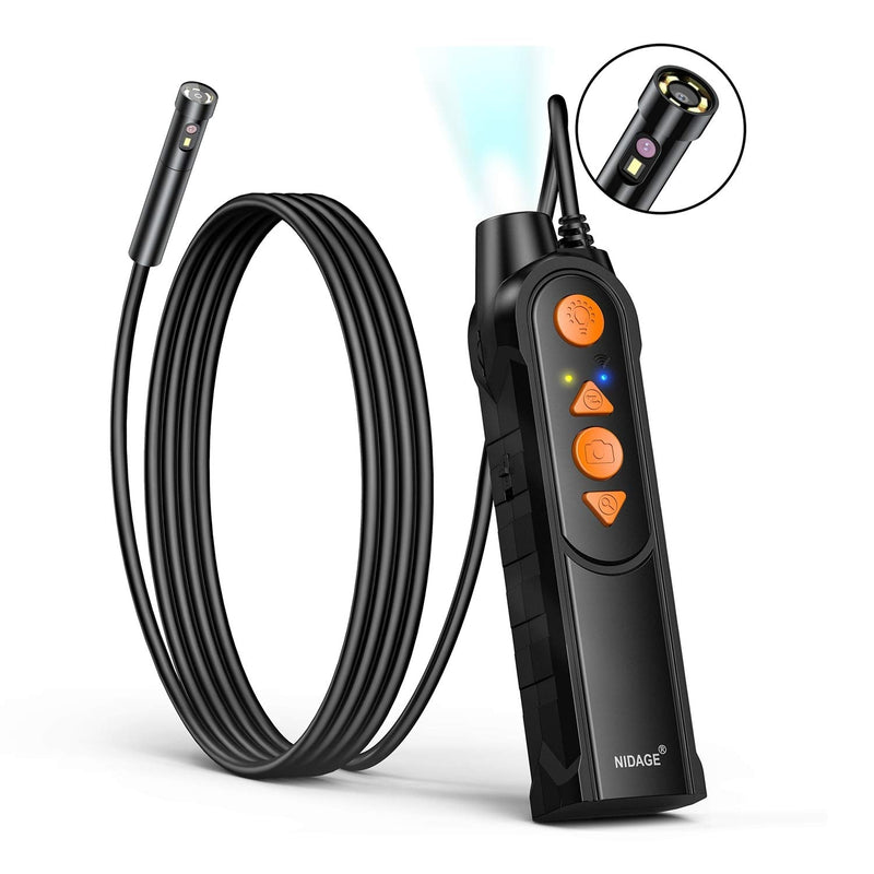[Australia - AusPower] - 0.197inch Dual Lens Wireless Endoscope Camera, NIDAGE 5.0mm Ultra-Slim Automotive Inspection Camera with 7 LEDs, 1080P Dual Lens Borescope Waterproof for Android & iOS Smartphone Tablet(5FT) 5FT 