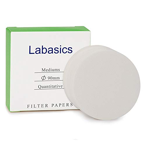 Labasics Quantitative Filter Paper Circles, Cellulose Filter Paper with 90 mm Diameter and a Filtration Speed of 20 Microns, Pack of 100 White
