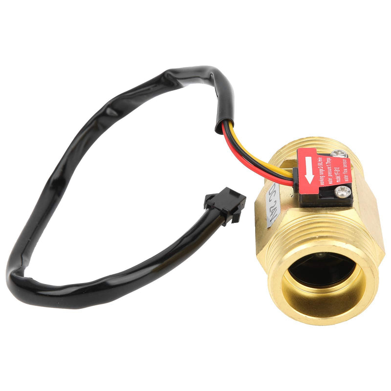 [Australia - AusPower] - Eujgoov Water Flow Meter with Counter YF-B10 Brass G1 Male Thread Hall Effect Liquid Flow Sensor for Water Heaters DC24V 2-50L/Min 