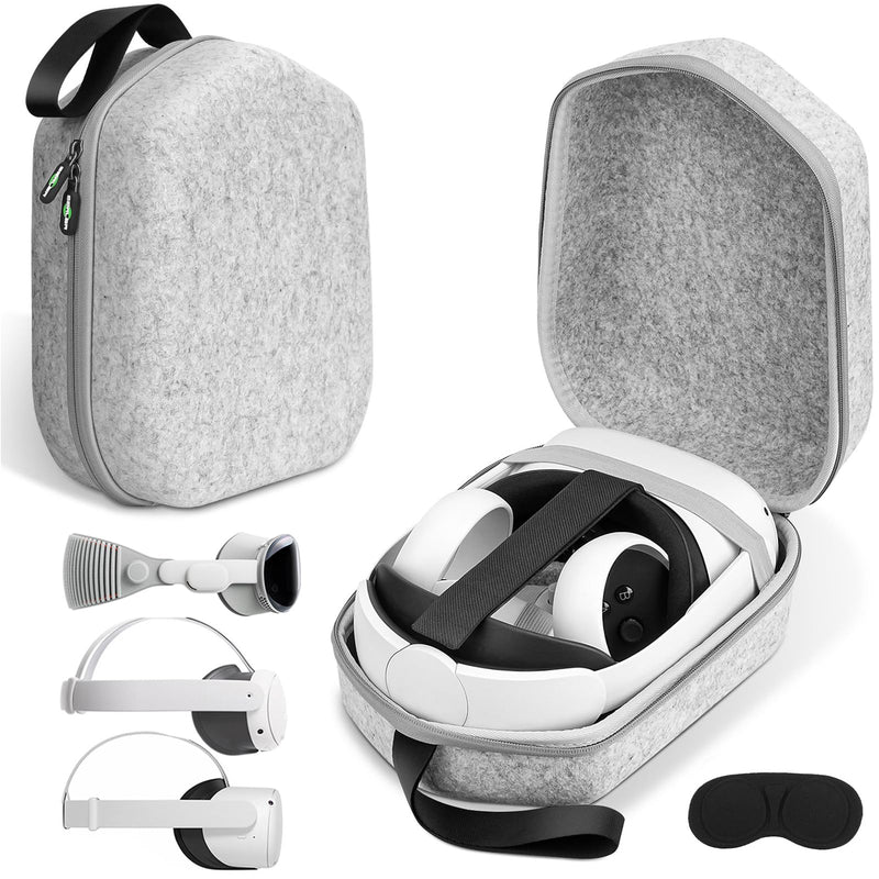 [Australia - AusPower] - Hard Carrying Case Compatible with Meta Oculus Quest 2/Quest 3/Vision Pro Original/Elite Version VR Gaming Headset and Touch Controllers Accessories, Suitable for Travel and Home Storage Medium 