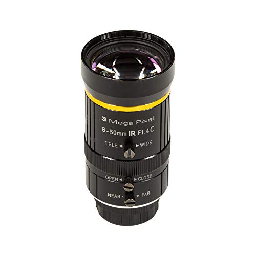 Arducam 8-50mm C-Mount Zoom Lens for IMX477 Raspberry Pi HQ Camera, with C-CS Adapter, Industrial Telescope Lens 2.8-12mm Focal Length
