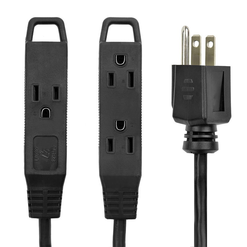 [Australia - AusPower] - 10 Feet Extension Cord/Wire, 3 Prong Grounded, 3 outlets, Heavy Duty, Black 1 10 ft 