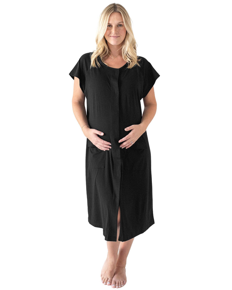 [Australia - AusPower] - Kindred Bravely Universal Labor and Delivery Gown for Hospital | 3 in 1 Labor & Delivery Gowns, Postpartum Pajamas Standard S/M/L (fits baby bumps up to 45 in) Black 