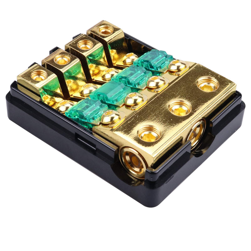 [Australia - AusPower] - ZOOKOTO Copper Distribution Block, 0GA(4/6/8/10) GA to 4(6/8/10) GA 60 Amp Mini ANL 2 3 4 Way Fuse Holder (60A, 4 Way) 4way 
