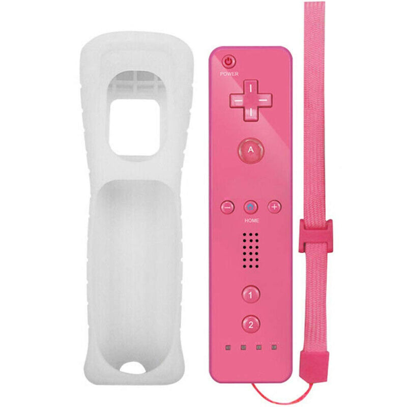 [Australia - AusPower] - Wireless Motion Remote Controller Gamepad for Wii/ Wii U, w/ Silicone Case & Hand strap (Pink) Pink 
