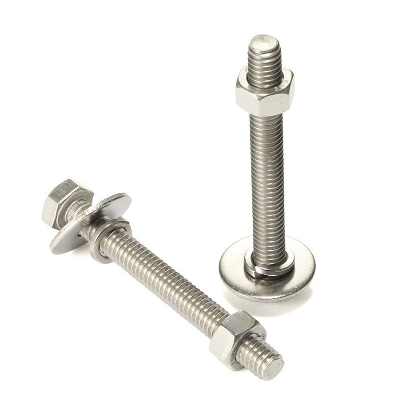 [Australia - AusPower] - 1/4-20 x 3" Hex Head Cap Screws Bolts and Nuts, Flat Washers, Spring Washers, Stainless Steel 18-8 (304), 10 Sets 1/4-20 x 3" 