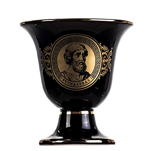 BEAUTIFUL GREEK STATUES Pythagoras Cup of Justice Pythagorean Theorem Fair Mug Ancient Greece Black Cobalt Usable