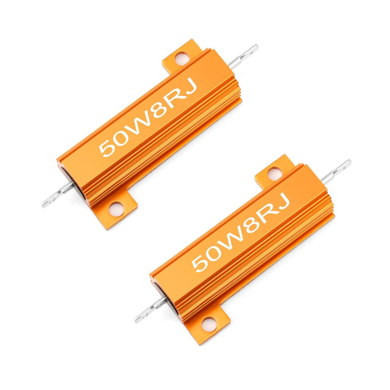 Chanzon 2pcs Wirewound Aluminum Shell Resistor 8 ? ohm 50W ±5% Tolerance 8R Rohs Certified K) 8? ohm