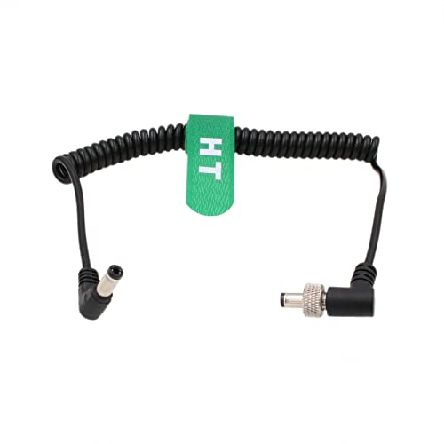 Power Cable for SmallHD Atomos Ninja V Monitor Hollyland Mars 400s Cosmo Blackmagic Video Assist Studio 4k PRO Aputrue 60d 60X Video Devices PIX-E, Right Angle DC 2.5mm to Locking DC 2.5mm Angled DC, Coiled Cable