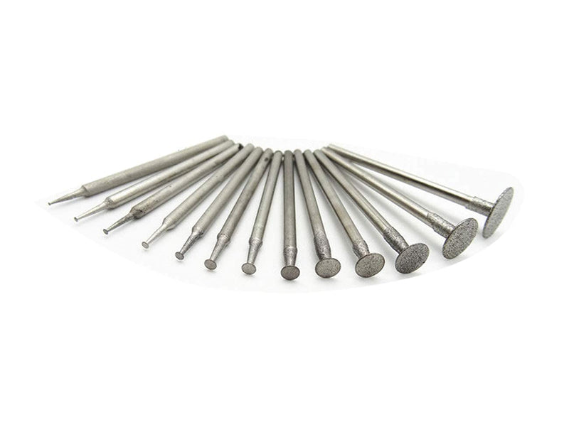 [Australia - AusPower] - Luo ke 13 Pcs T Shape Diamond Burr - 3/32'' Shank Channel Cutting Burs Diamond Mounted Stone Carving Burr for Rotary Tools includes Dremel 