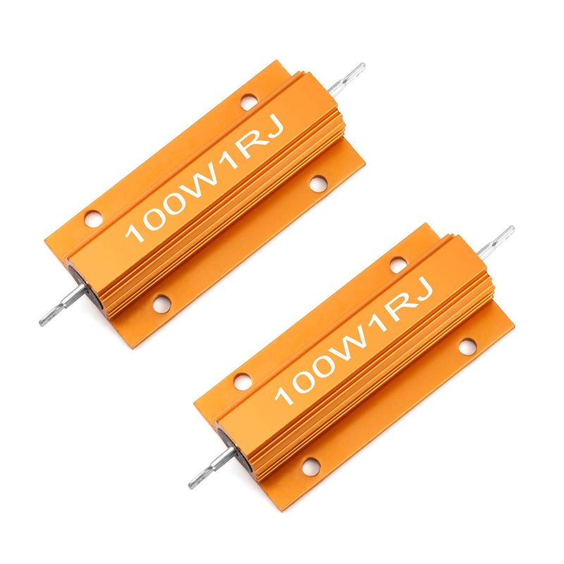 [Australia - AusPower] - Chanzon 2pcs Wirewound Aluminum Shell Resistor 1 Ω ohm 100W ±5% Tolerance 1R Rohs Certified F) 1Ω ohm 
