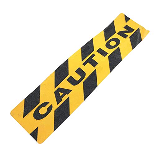 4PCS(6" X 24") Caution Sign, Non-Slip Stair Warning Caution Tape Treads, Self-Adhesive Black/Yellow Safety Floor Decal,Anti Slip Tape Stickers for Workplace/Home. Safety Tape Stair Sign
