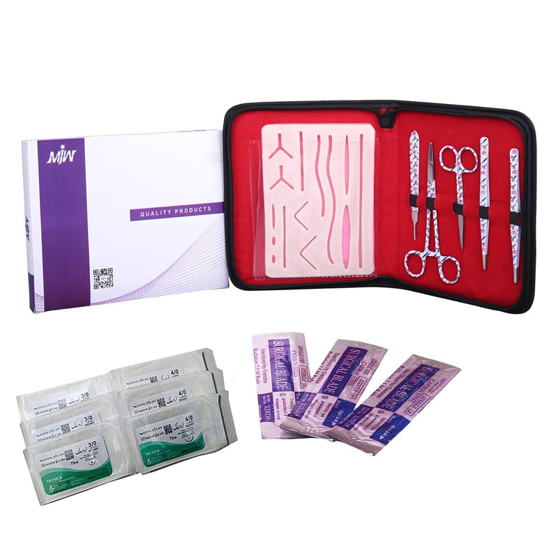 [Australia - AusPower] - Suture Practice Kit for Training and Practice for Students, Silicon Pad with Protective Horizontal and Vertical Mesh Layer to Enhance The Durability with 14 Wound Pad 