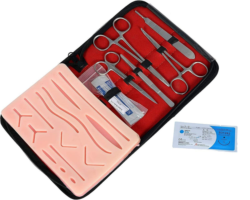 [Australia - AusPower] - Suture Practice Kit for Medical and Vet Students, Complete Real Skin Feel Open Surgical Complete Suture Training Set Silicone suturing pad Practice kit Model for Medical Student 