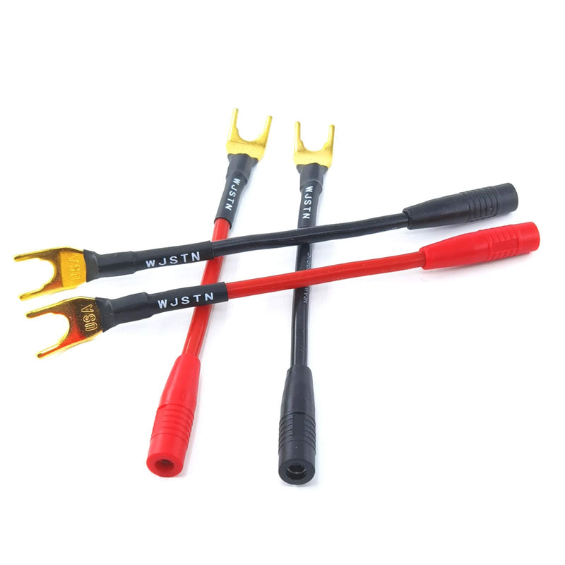 [Australia - AusPower] - WJSTN Spade Plug to Female Banana Jack Adapter Cable, 4mm Banana Jack Female to Fork Spades Cable 4 Pack (3inch) 3inch 