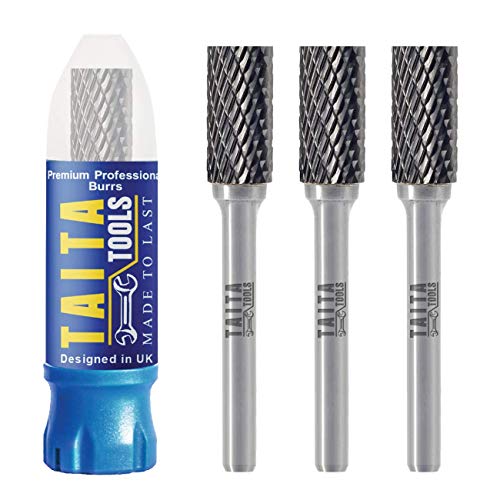 SA-3 Cylindrical Double-Cut Carbide Burr, 1/4 in Shank, 3 Pack 3pc