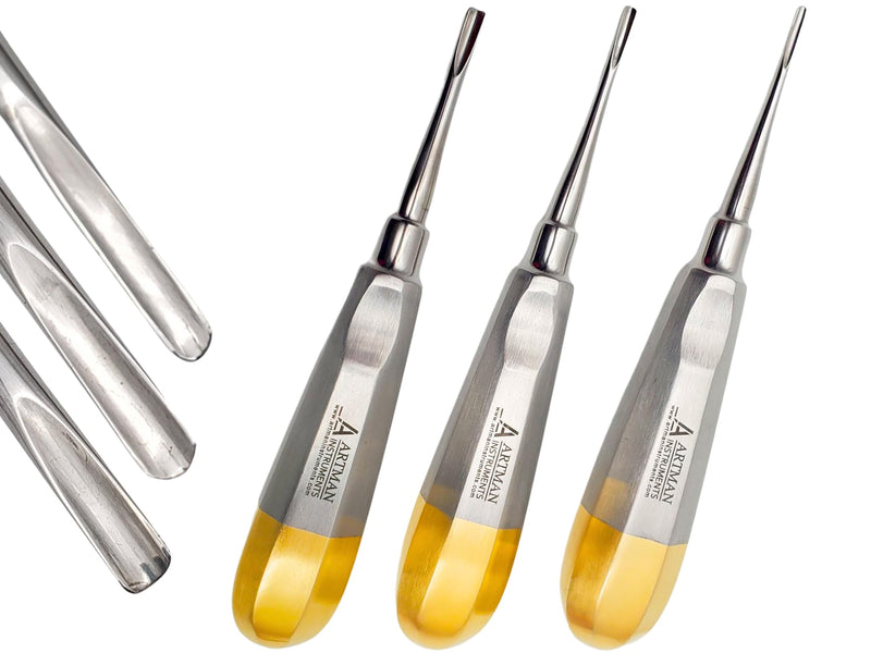 [Australia - AusPower] - Dental Straight Extraction Elevators Root Tip Elevator Gouge Elevator 2mm 3mm 4mm Set of 3 