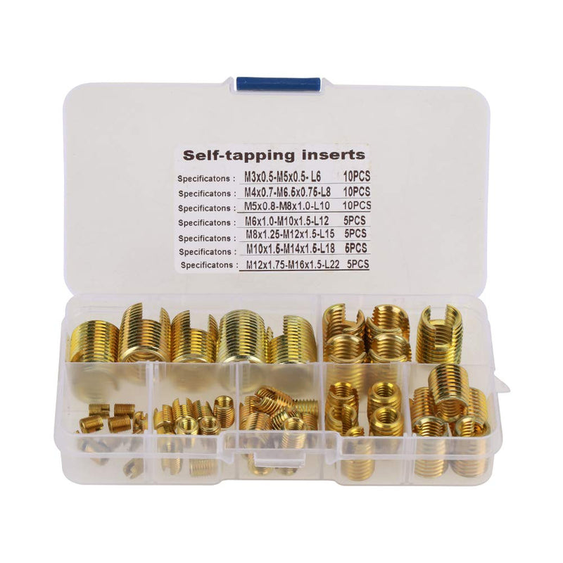 [Australia - AusPower] - Self Tapping Inserts Threaded Inserts Kit, to Self Tapping Threaded Inserts, 50pcs Brass Slotted Thread Inserts, Self Tapping Thread Slotted Inserts Pressed into Holes 