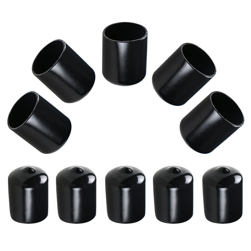 [Australia - AusPower] - Aopin Bolt Caps Screw Thread Protectors Rubber Round End Cap Cover 0.83 Inch (21mm) PVC Flexible Tubing Pipe Protective Bolt Safety Cover | for Pipe Post Tubing Rod Cover 10 Pcs (Black) 21mm Black 