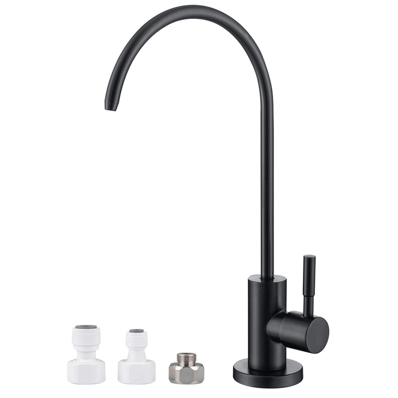 MIAOHUI Reverse Osmosis Faucet, Drinking Water Tap Fits Non-Air Gap Filtration Systems, Modern RO Kitchen Filtered Water Faucet, Lead-Free, Stainless Steel (Black) Matte Black