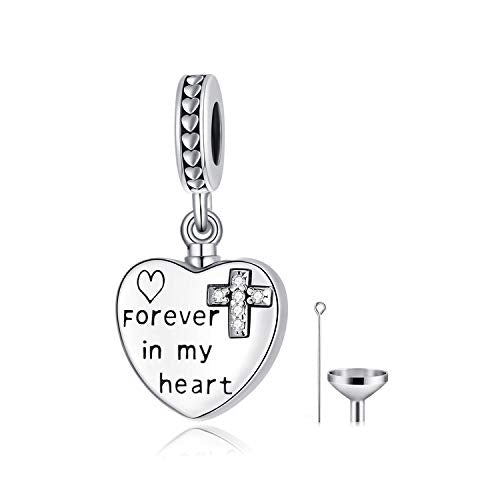 LONAGO Personalized Photo Charm for Bracelet Sterling Silver Customize Picture Charms Gift for Women Heart urn