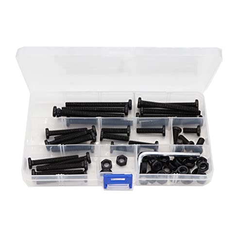 cSeao 60-piece black hex socket cap screws and 5/16-18 hex nuts assortment kit in assorted lengths