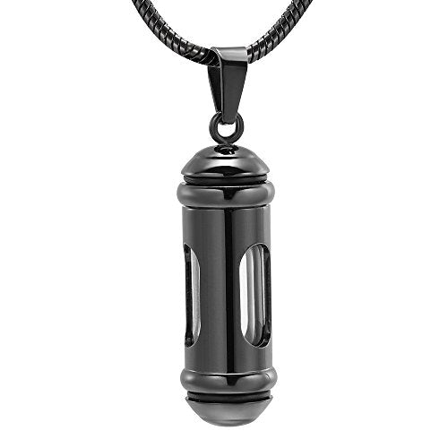 Imrsanl Glass Hourglass Urn Necklace Cremation Jewelry for Ashes 1-Black