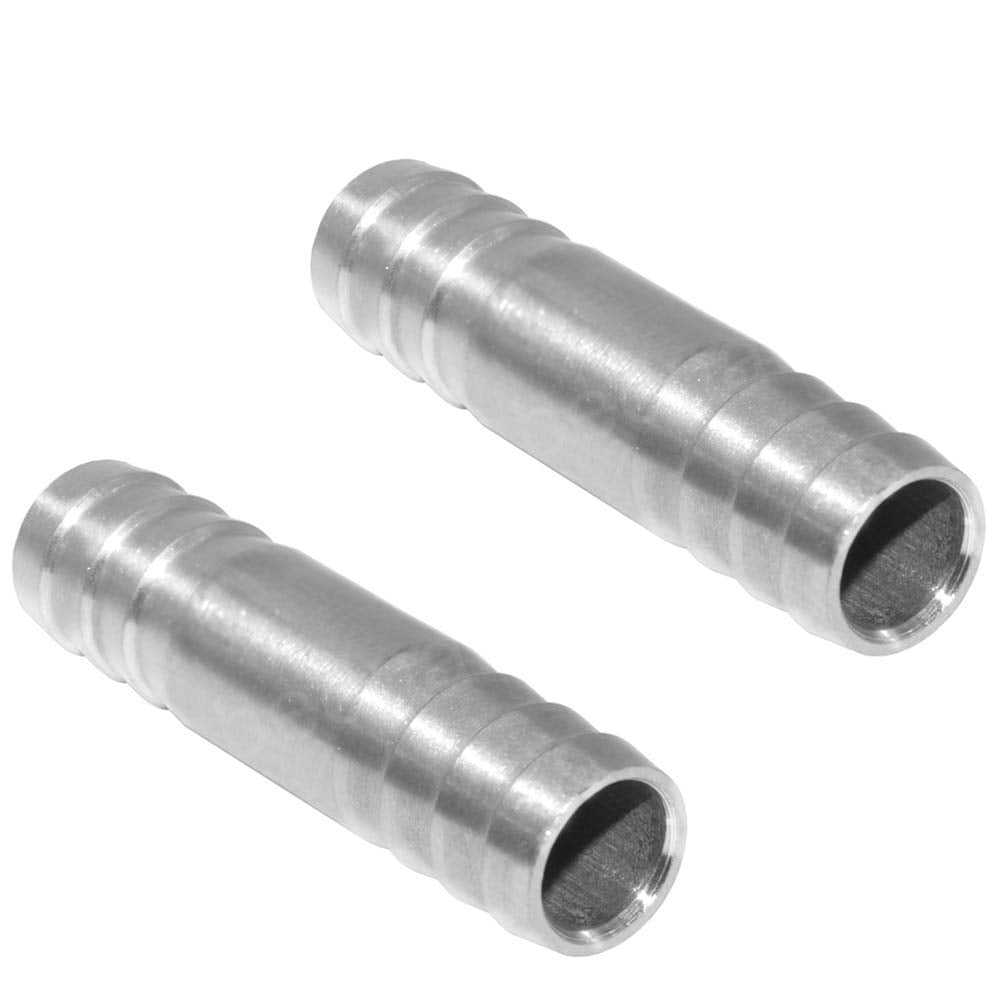 Beduan Stainless Steel 5/16" Hose Barb, Splicer Mender Round Union Coupler Fitting (Pack of 2) 5/16 to 5/16 Pack of 2