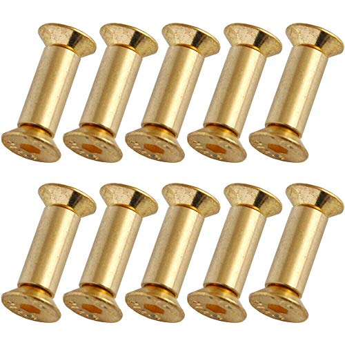 TEAMWILL brass knife handle pin rivets, 10-piece set with flat hex heads for knife fastening