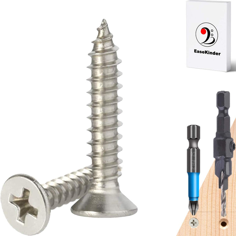 [Australia - AusPower] - Wood Screws - 120PCS Flat Head Phillips Screws, 304 Stainless Steel Screw with Adjustable Wood Countersink Kit (#6 x 3/4") #6 x 3/4" 