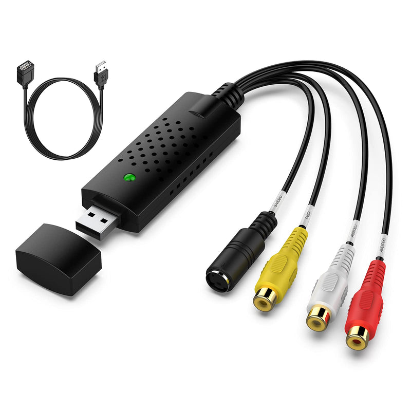 [Australia - AusPower] - VHS to Digital Converter, USB 2.0 Video Capture Card,Old VHS VCR Mini DV Hi8 DVD to Digital Converter for MAC/PC,RCA to USB Video Converter,TV Tape Player Camcorder Windows Mac Compatible Black116 