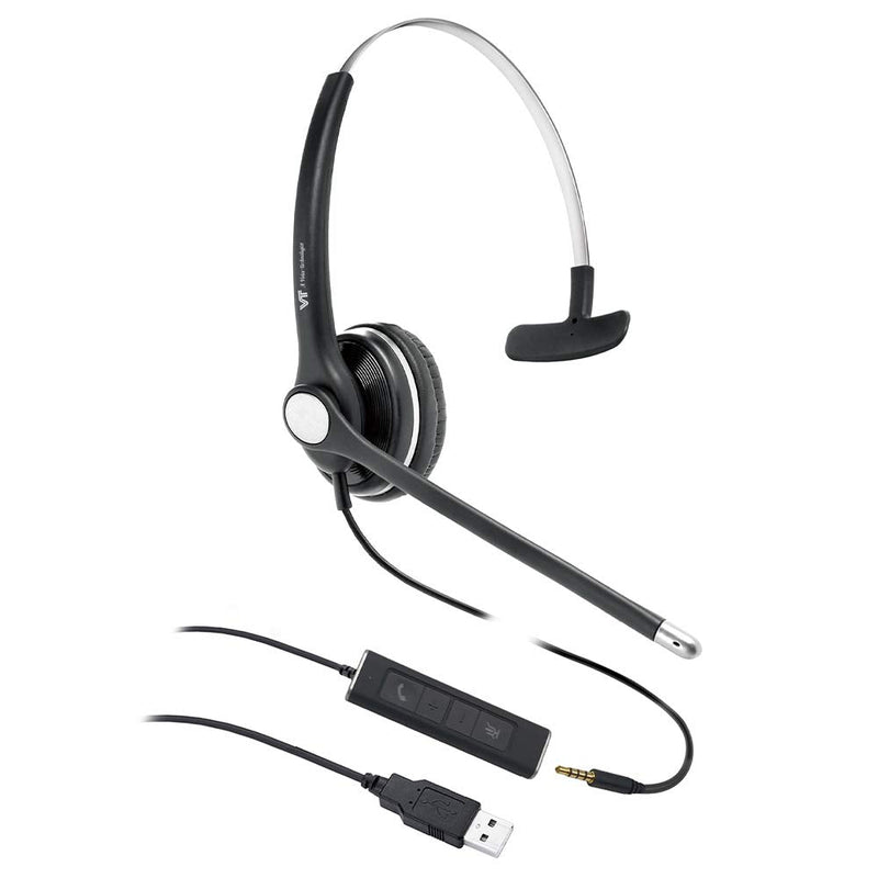 [Australia - AusPower] - TV USB-3.5MM Headset Computer-Headphone Microphone Noise-Cancelling - UC Headset Compatible with MS Teams Skype for Business 3.5MM+USB-A 