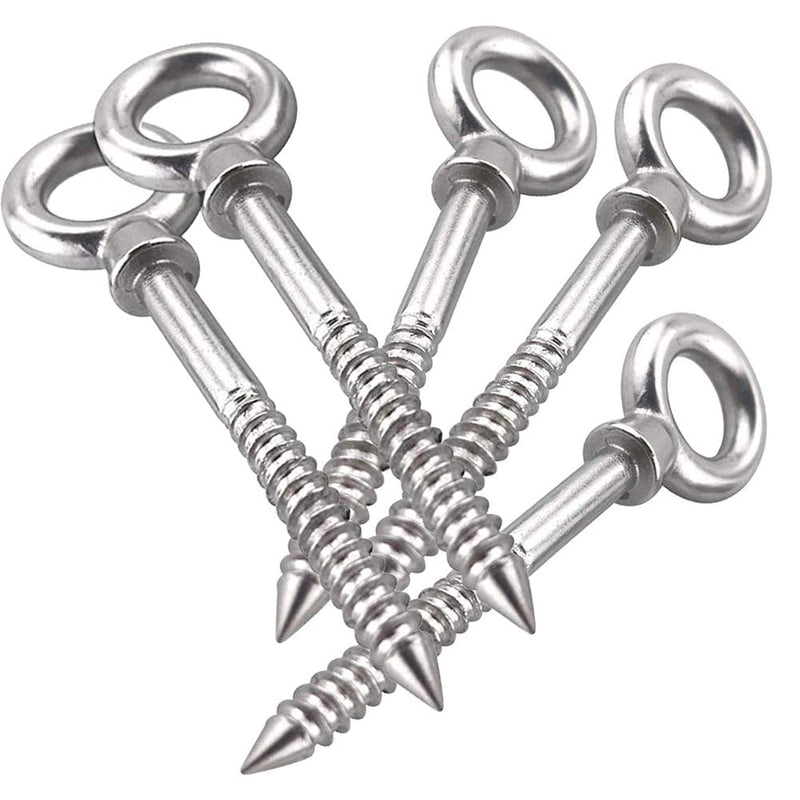 [Australia - AusPower] - M-ToP 5 Pack 304 Stainless Steel Eye Screws Durable Eye Hooks Screw in Heavy Duty Perfect for Hammock Stand,Yoga,Swing Chair (Load Capacity 650lbs) 