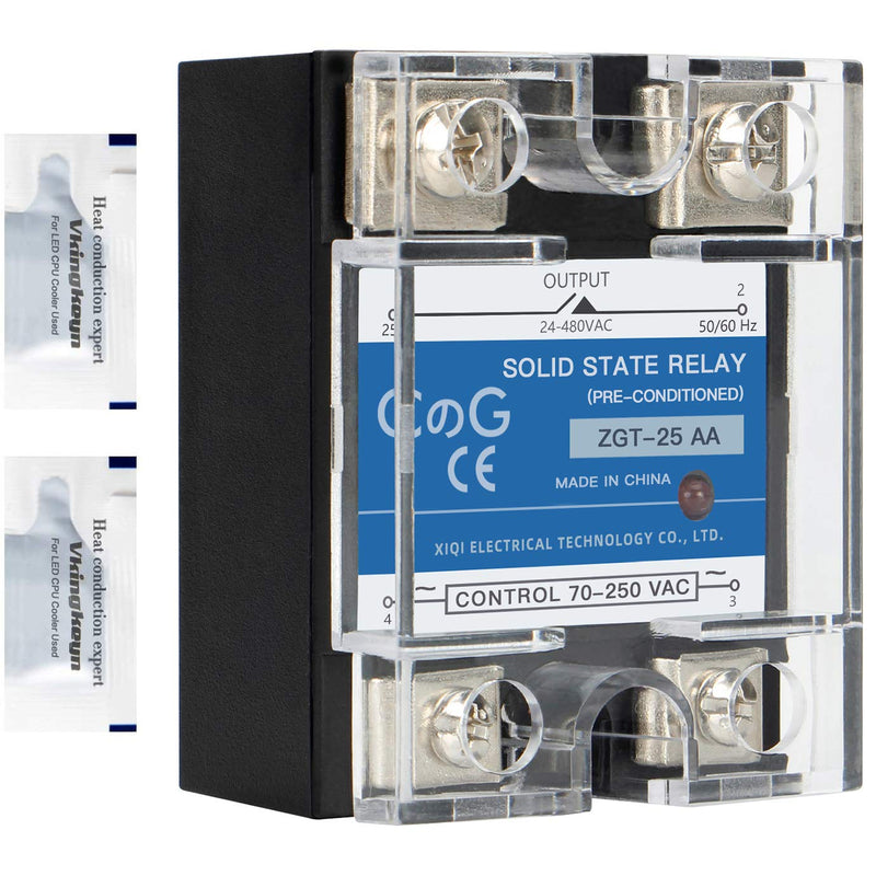 [Australia - AusPower] - Solid State Relay SSR-25AA AC to AC Input 70-250VAC to Output 24-480VAC 25A Single Phase Plastic Cover AC to AC 25A 