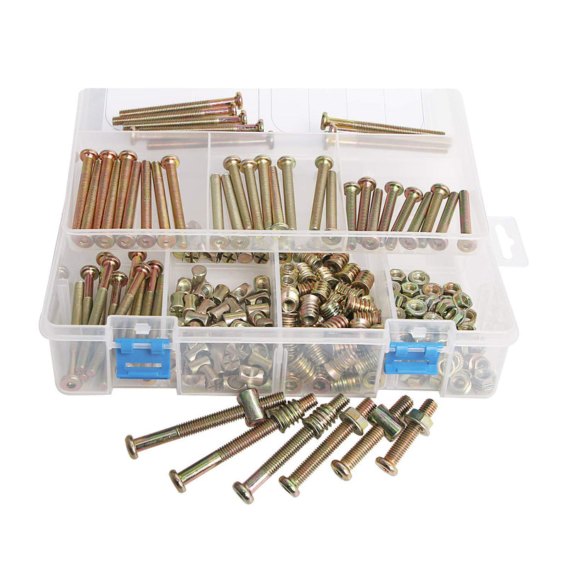 [Australia - AusPower] - Aopin Crib Baby Bed Furniture Screws and Barrel Nuts/Insert Nut/Flange Nut, 200-Pcs M6 x 40/50/60/70/80 mm Hex Drive Socket Cap Bolts & Nuts, with Storage Box, Tools Set Kit for Furniture Hardware M6 Screws + Barrel Nuts Insert Nuts Flange Nuts 