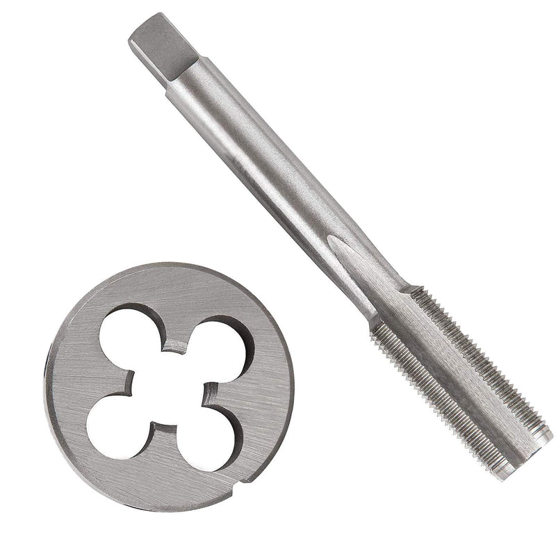 [Australia - AusPower] - M12 x 1mm HSS Metric Tap And Die Set Thread Tap And Round Thread Die Right Hand HSS Taper Silver Tone (2Pcs) M12x1.0MM 