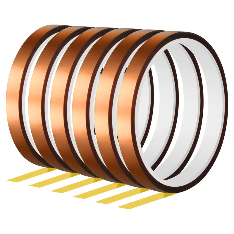[Australia - AusPower] - FEPITO 6 Rolls Heat Tape for Heat Press Resistant Temperature Polyimide Tape,Ideal Solution for Heat Transfer,Sublimation,Heat Vinyl Press,3D Printing Electronics,Soldering,Circuit Board and More 